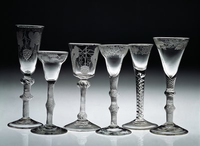 Air-twist glasses, 1750-60 by English School